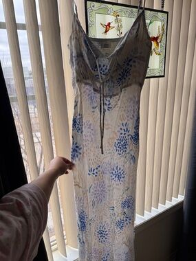 Wilfred Blue and Cream Floral Slip Maxi Dress